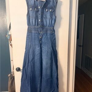 Bluivy Blue Denim Wide Leg Jumpsuit